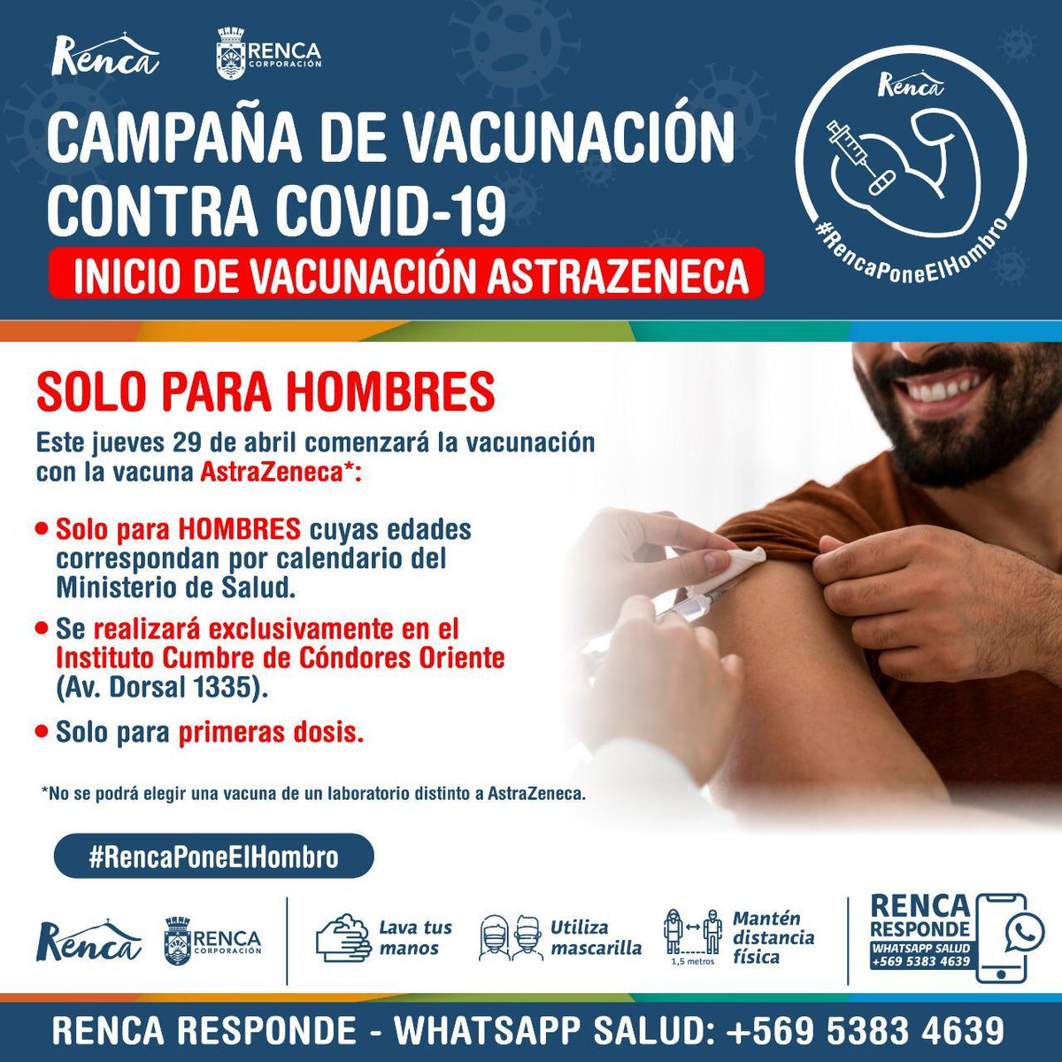 Muni_Renca's tweet photo. 1/2
⚠️ ¡INFORMACIÓN IMPORTANTE SOBRE VACUNACIÓN COVID-19! ⚠️ Este jueves 29 de abril se iniciará la vacunación con las vacunas AstraZeneca. https://t.co/SUBoky3ZHT