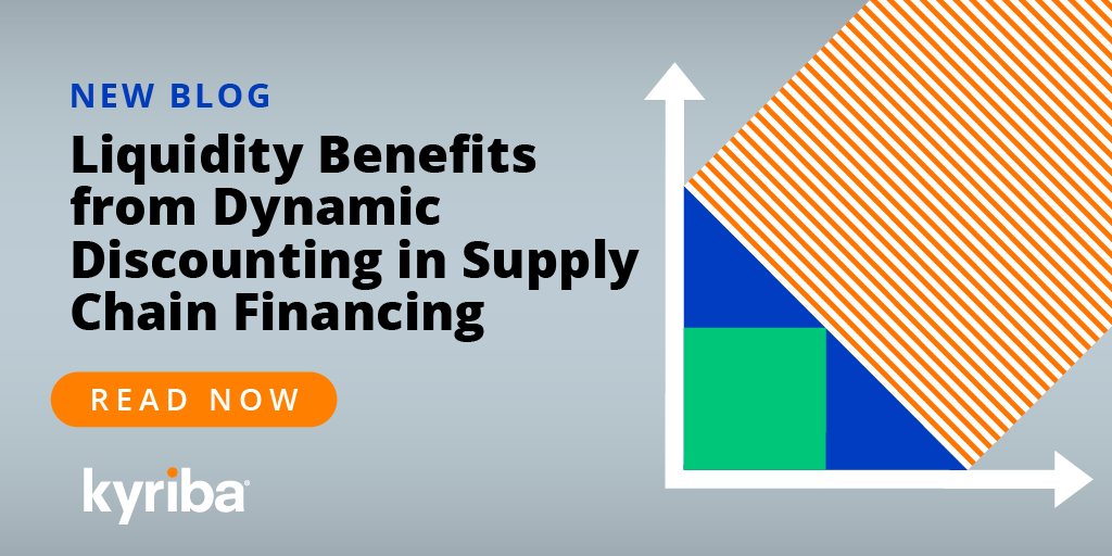 kyribacorp's tweet photo. Using #dynamicdiscounting in your #SCF can bring a number of #liquidity benefits such as clearer visibility, better flexibility, and reduced risk. See how in our latest blog: https://t.co/F1Jnl7uMlz https://t.co/0kkVJeETpA