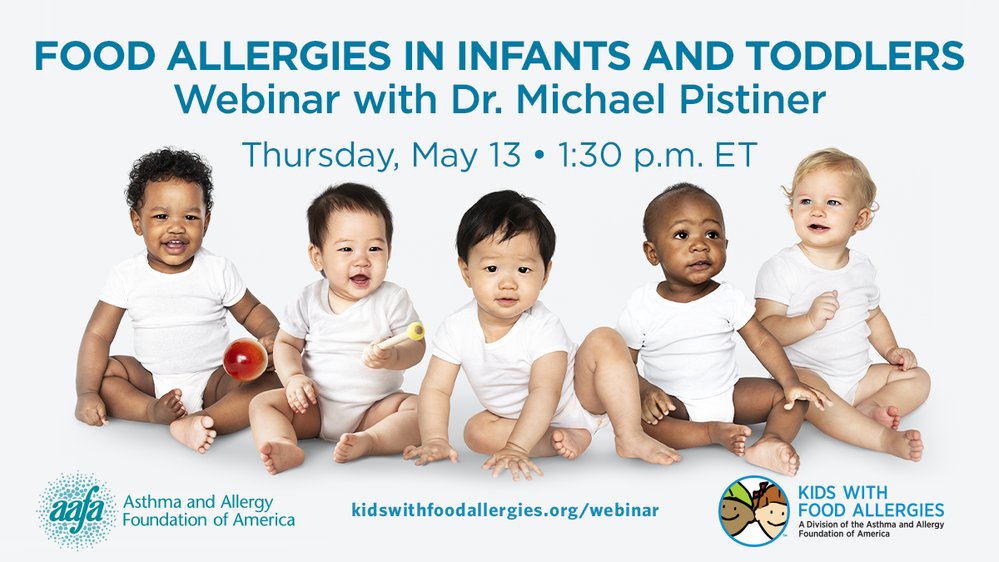 Join Kids With Food Allergies (KFA) and @MichaelPistiner on Thursday, May 13, 2021, at 1:30 p.m. ET (10:30 PT) for a webinar on the latest research on food allergies in infants and toddlers. kidswithfoodallergies.org/webinar