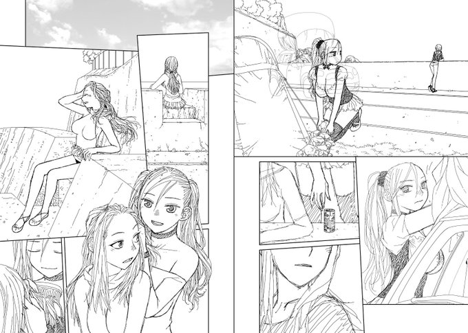 今日はずーっと強い雨みたい…雨の日って凄く嫌だな〜気象病って程じゃないけど、頭が重くて身体も重い…ちょっと頭痛も…_φ(‾ー‾ )
だからオイラの漫画に雨の日はあんまり出てこないのさw

見開き単位で作業してた連載の下描き台詞フキダシ擬音無しバージョン…36↓ 