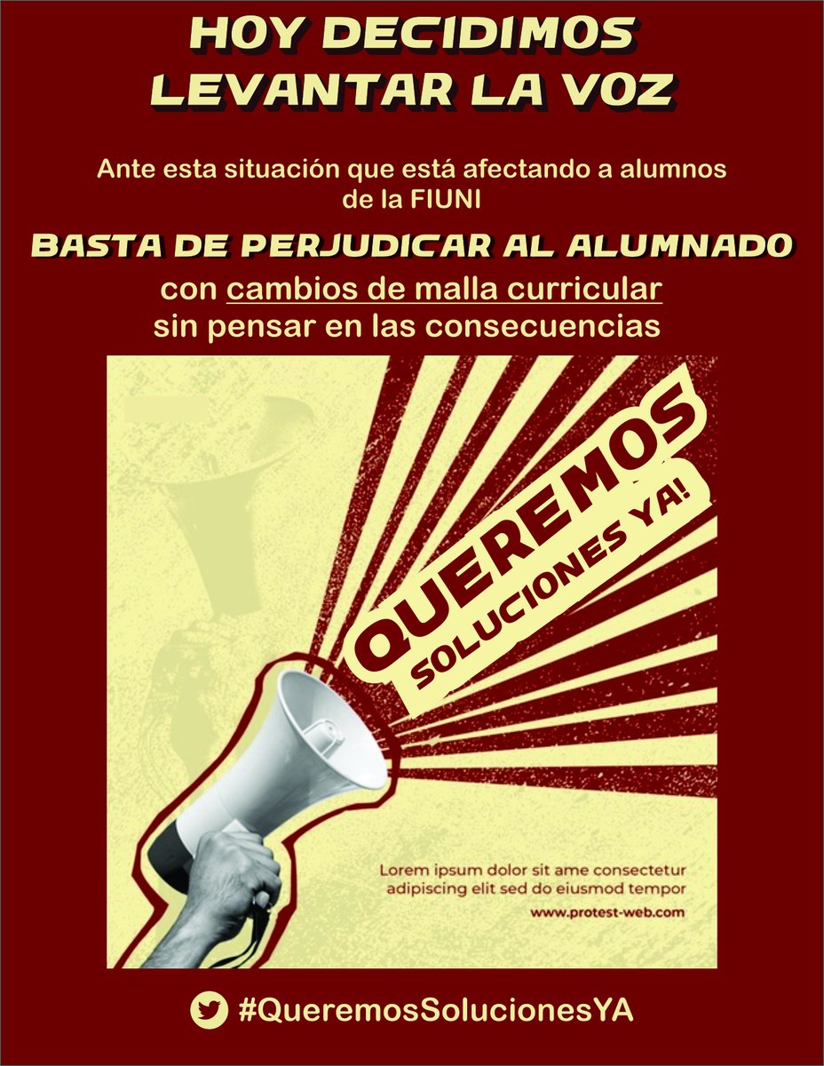 Estamos hartos de callarnos siempre ante injusticias e ineptitudes por parte de la facultad. Por eso hoy decidimos alzar nuestras voces y que se sepa lo que estamos pasando algunos estudiantes de esta casa de estudios. #QueremosSolucionesYA