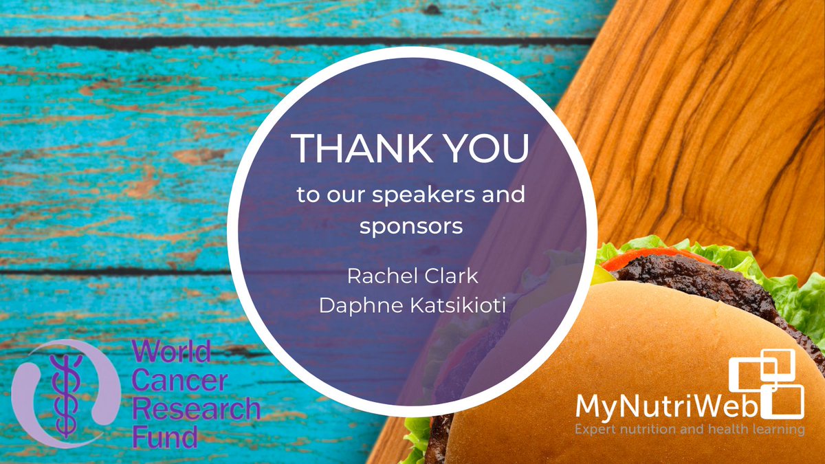🌟Wow!! What a fantastic hour of CPD! 
👏THANK YOU all for attending &amp; BIG thanks to our expert speakers @RachelC_WCRF , <a href="/KatsDaphne/">Daphne Kats, ANutr</a> &amp; to our sponsors <a href="/WCRF_UK/">WCRF</a>. 
❓Did you benefit from the webinar? We'd love to hear from you ☺️. 
#mynutriweb #cancerandmeat
