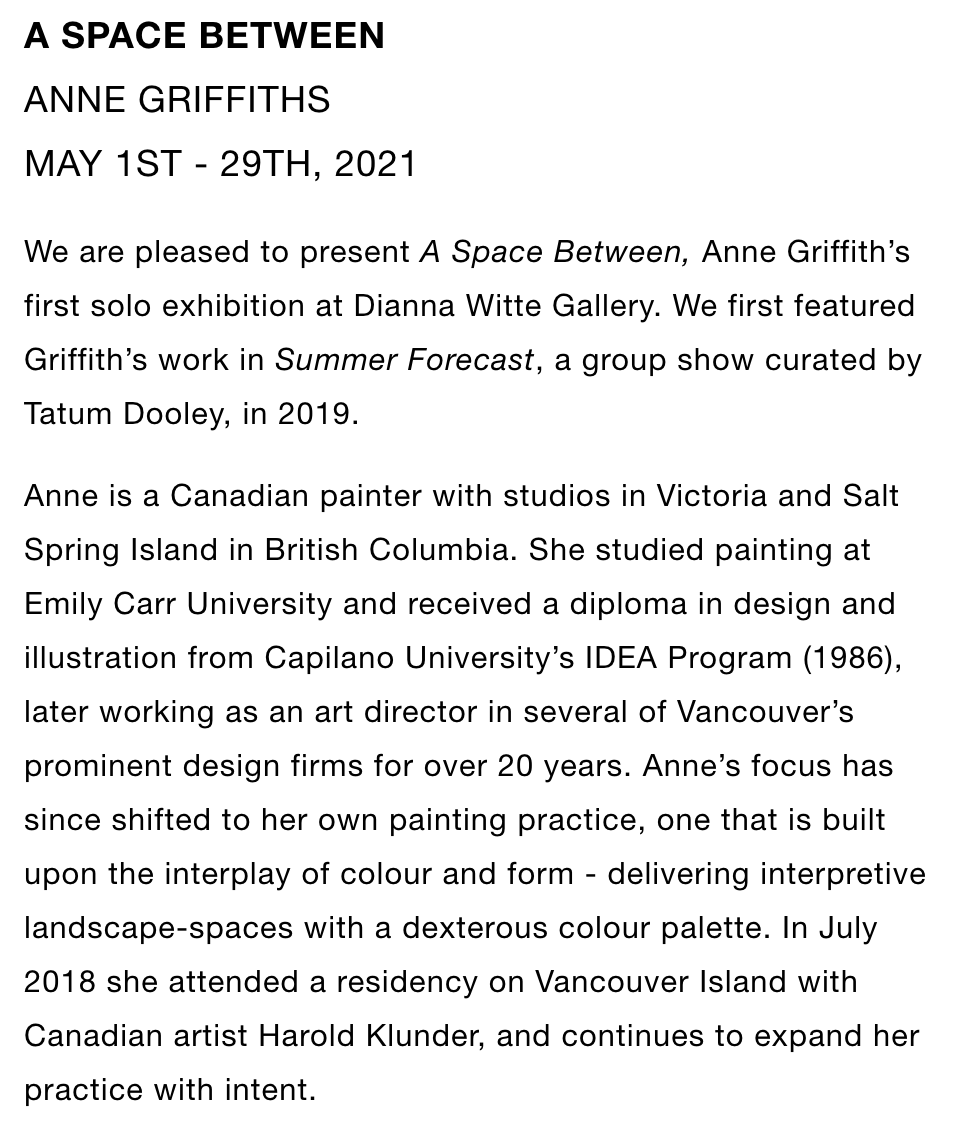 diannawitte's tweet photo. We are pleased to present A Space Between, Anne Griffith’s first solo exhibition at Dianna Witte Gallery. - https://t.co/5scGzJeirP https://t.co/lhZSMUWgmh