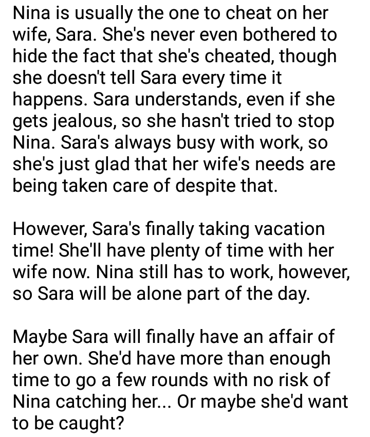 IsInTheNurse's tweet photo. #LewdRP #NTRrp

/I'll be writing both women if Nina is wanted in the scene later on.
Either or both women can be requested as futa.
Slight female lean, but willing to accept anybody who can send an interesting, detailed starter to the DMs.
Be sure to read the pinned thread. https://t.co/0wjuiqZutM