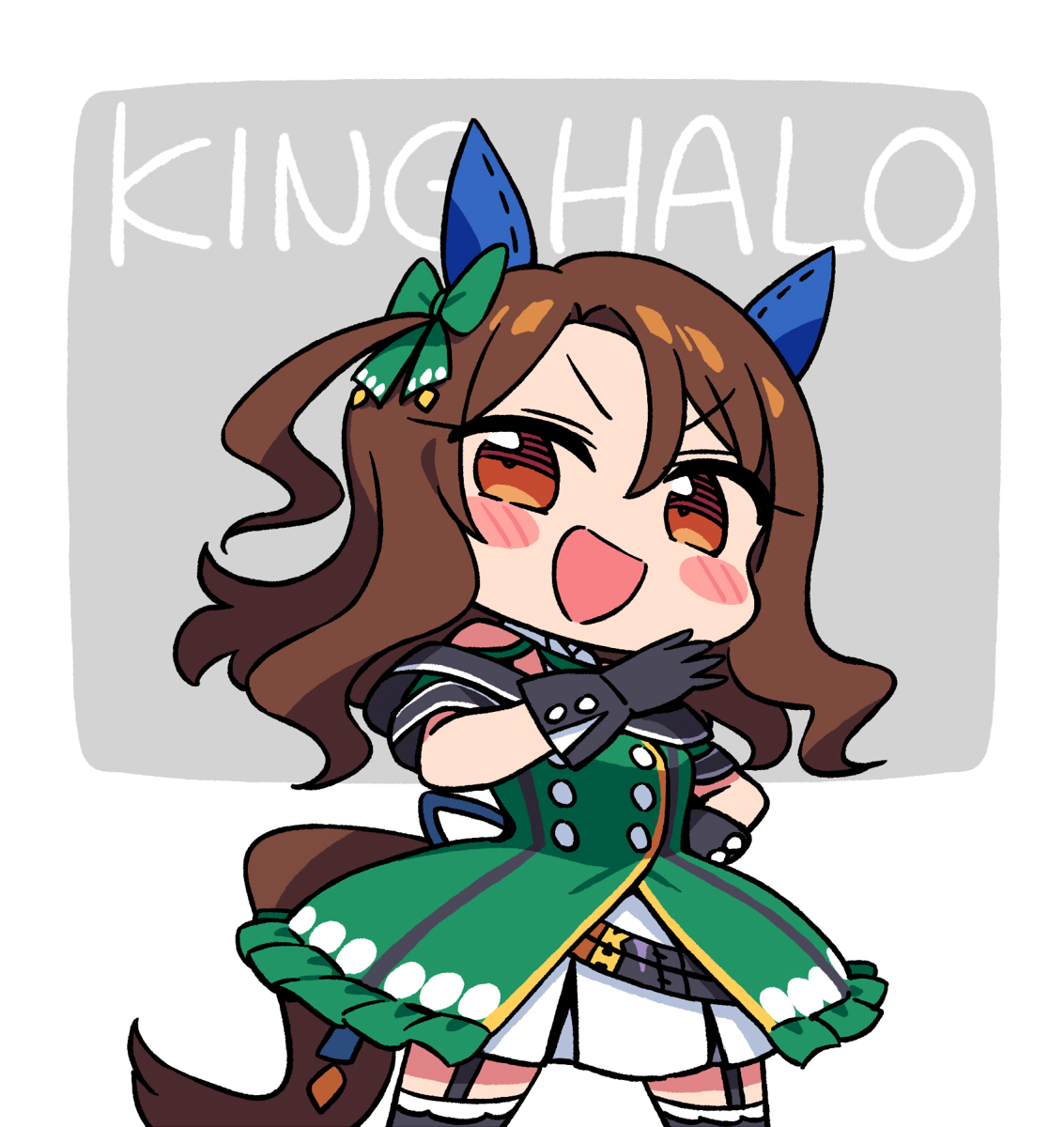 king halo (umamusume) 1girl solo brown hair gloves animal ears horse ears black gloves  illustration images