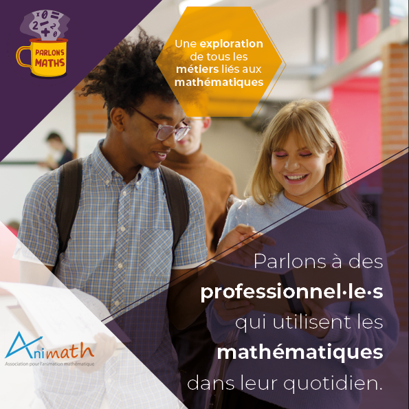 ParlonsMaths's tweet photo. ✨Parlons Maths est l'émission qui parle avec des professionnel(le)s de leur quotidien avec les mathématiques.

▶Retrouvez toutes les informations sur notre site internet : https://t.co/NG6qWd0LU2

❗ Ah ! Surtout n'oubliez pas notre chaîne YouTube : https://t.co/QltBq3cwhP https://t.co/8elHYGjdCr