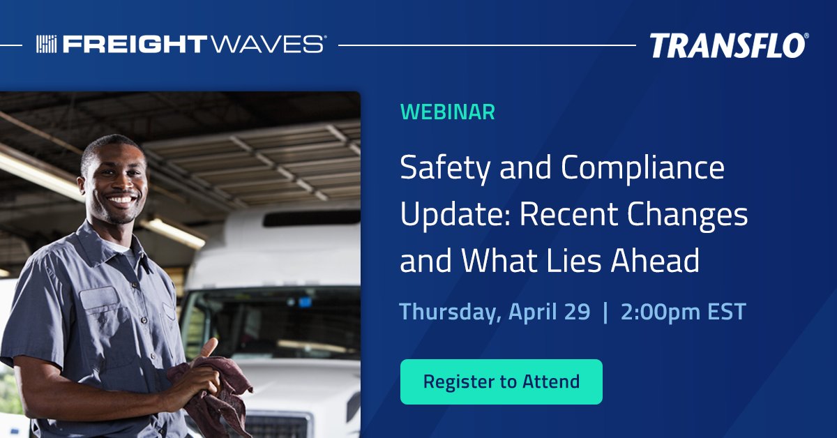 PegasusTRANSFLO's tweet photo. Grab your spot here: https://t.co/QEeGxbQ7pK FreightWaves & Transflo are preparing a special webinar for you this Thursday the 29th. We'll touch on driver safety, accident prevention, and more. #supplychain #fleetsolutions #freight #freightwaves #transflo https://t.co/d85R3cFCJO