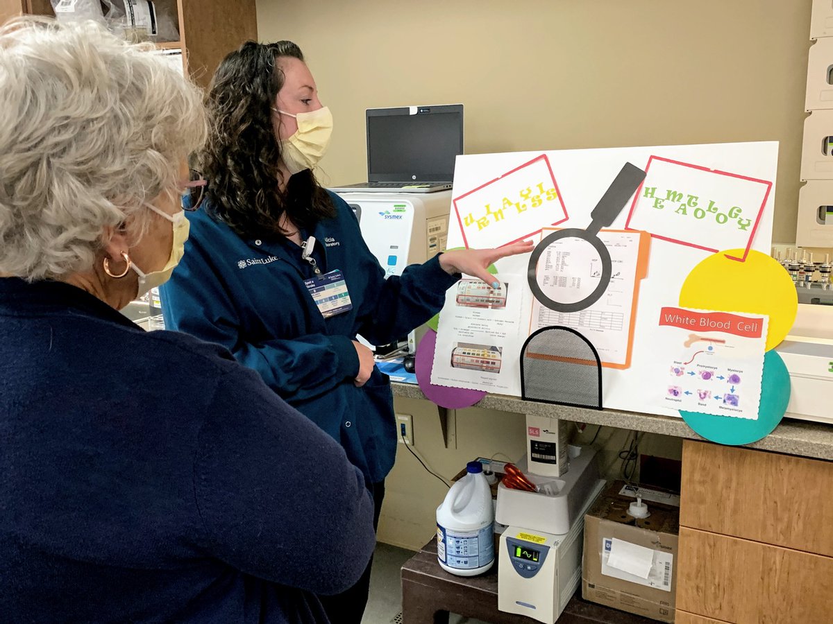 saintlukeskc's tweet image. Laboratory detectives at Allen County Regional Hospital celebrated #LabWeek2021 last week with a &quot;Mystery Diagnosis&quot; workshop. Fellow staff members were invited into the lab to learn more about the work of our laboratory team and how they impact patient care.