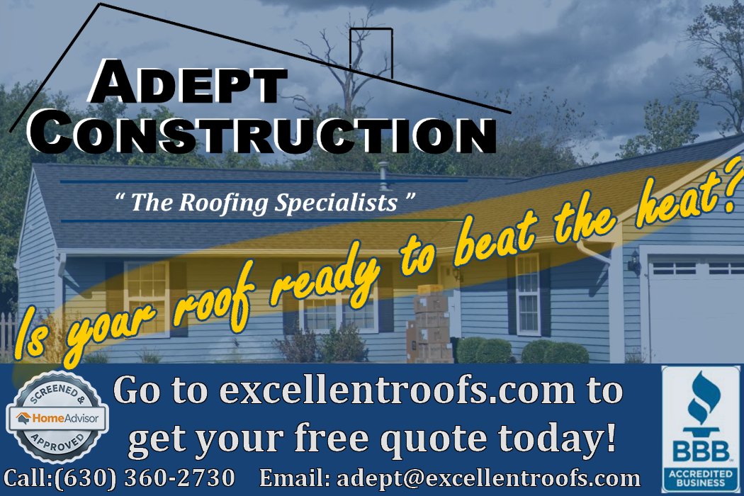 naper_roofing's tweet photo. Is your roof ready to beat the heat this summer?
Go to https://t.co/RjryR1oZa3 to get your free estimate today!
#AdeptConstruction #roofs #heat #SummerVibes #summerhouse #summer https://t.co/MoJUcbH3gv