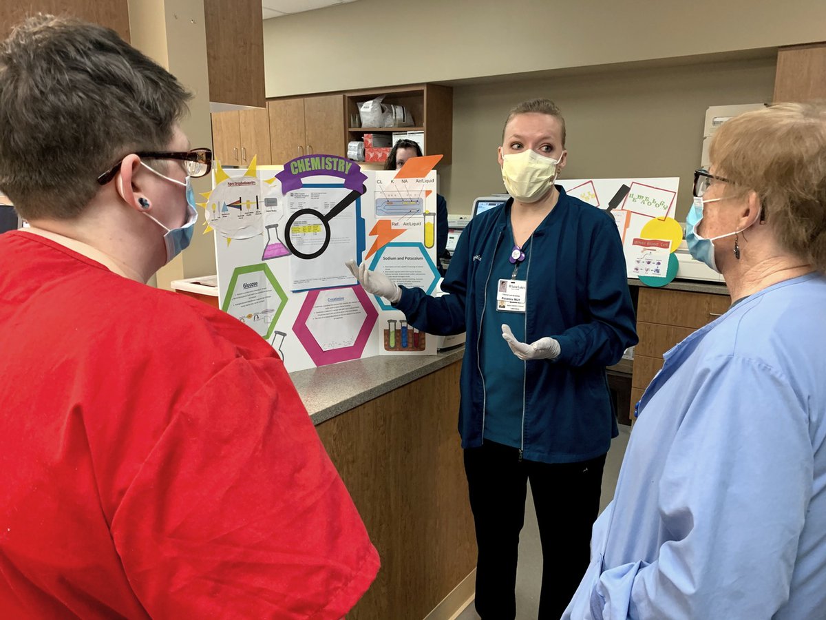 saintlukeskc's tweet image. Laboratory detectives at Allen County Regional Hospital celebrated #LabWeek2021 last week with a &quot;Mystery Diagnosis&quot; workshop. Fellow staff members were invited into the lab to learn more about the work of our laboratory team and how they impact patient care.
