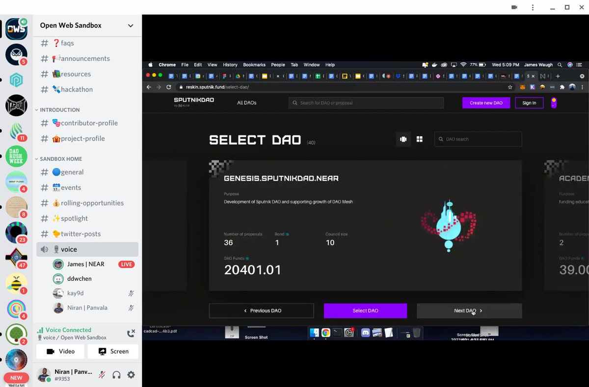 Getting a sneak preview of <a href="/NEARProtocol/">NEAR Protocol</a>'s <a href="/SputnikDAO/">Sputnik</a> during their Open House!