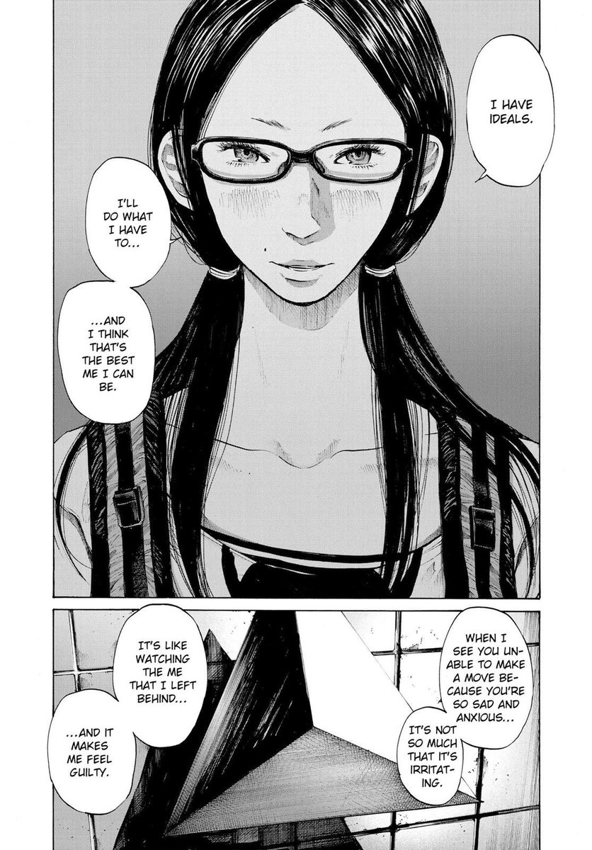 This is SUCH a strong statement for punpun’s character: Sachi’s endured a painful life like himself and was as ugly as himself, she didn’t have no special treatment in life. YET, unlike him, she CHOSE to re-do in her life everything she didn’t like.. whereas punpun kept hiding