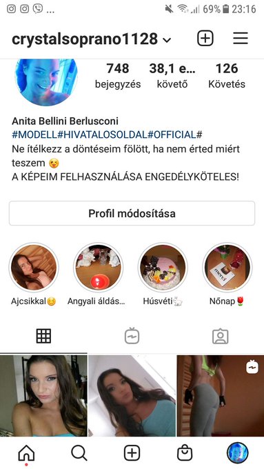 Hivatalos instagram oldalam crystalsoprano1128 itt v&aacute;laszolok privat &uuml;zikre is 🤗 Ahogy van időm, k&ouml;sz&ouml;n&ouml;m
