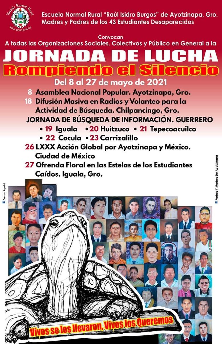 #Ayotzinapa
#NosFaltan43 🐢❤️
#HastaEncontrarles