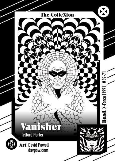 In Series I,  @Powderkegday shared memorable takes on Glob, Doop & Nightcrawler. His Vanisher set is a complete 180, and another example of pushing boundaries. The only black-and-white card, and relies largely on patterns of symmetry. You can get lost in the facets of these gems.