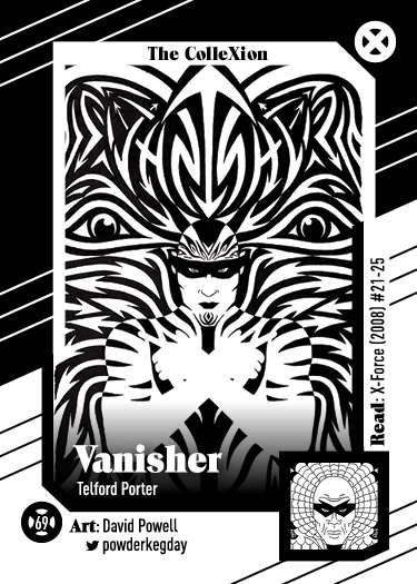In Series I,  @Powderkegday shared memorable takes on Glob, Doop & Nightcrawler. His Vanisher set is a complete 180, and another example of pushing boundaries. The only black-and-white card, and relies largely on patterns of symmetry. You can get lost in the facets of these gems.