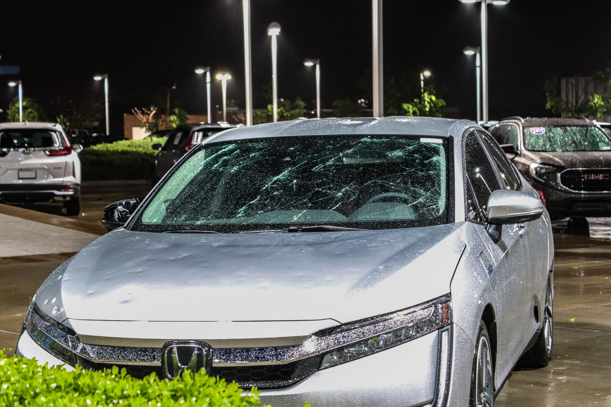 Greg McLaughlin on Twitter "Hail damage at Honda dealership in Norman