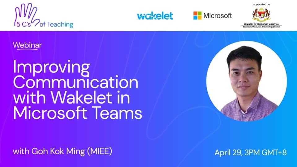 reizwan's tweet photo. Hi teachers,
Join us at 3:00PM today with Cikgu @GOHKOKMING2
Link to join live event:
https://t.co/vjt1Jj66VG
@wakelet
@MicrosoftEDU
@PendidikDigital
@kamariah_awg
@SMKJENGKA2
#WakeletWave #WakeletMY #5CsOfTeaching https://t.co/fnRBZkMaBm