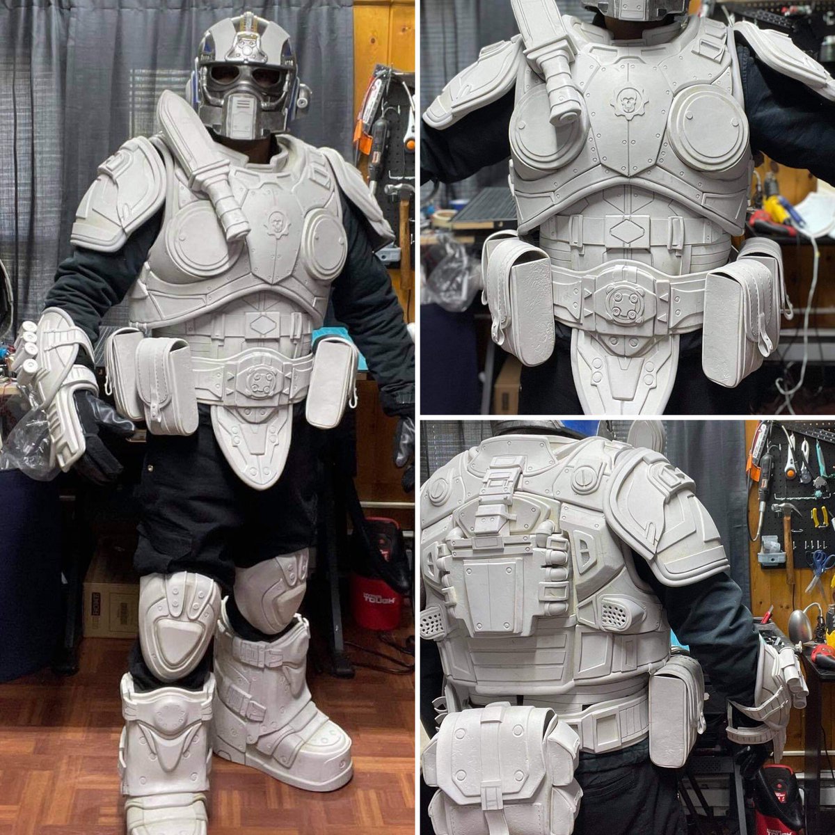 onyx_dezz's tweet image. With some new hd foam parts added to my previously made COG helmet, this concludes my gears tactics cog soldier build. Once its all painted i will add the rest of the accessories. All armor made with sks props hd foam. Today also marks the 1 year celebration of #GearsTactics  🎉