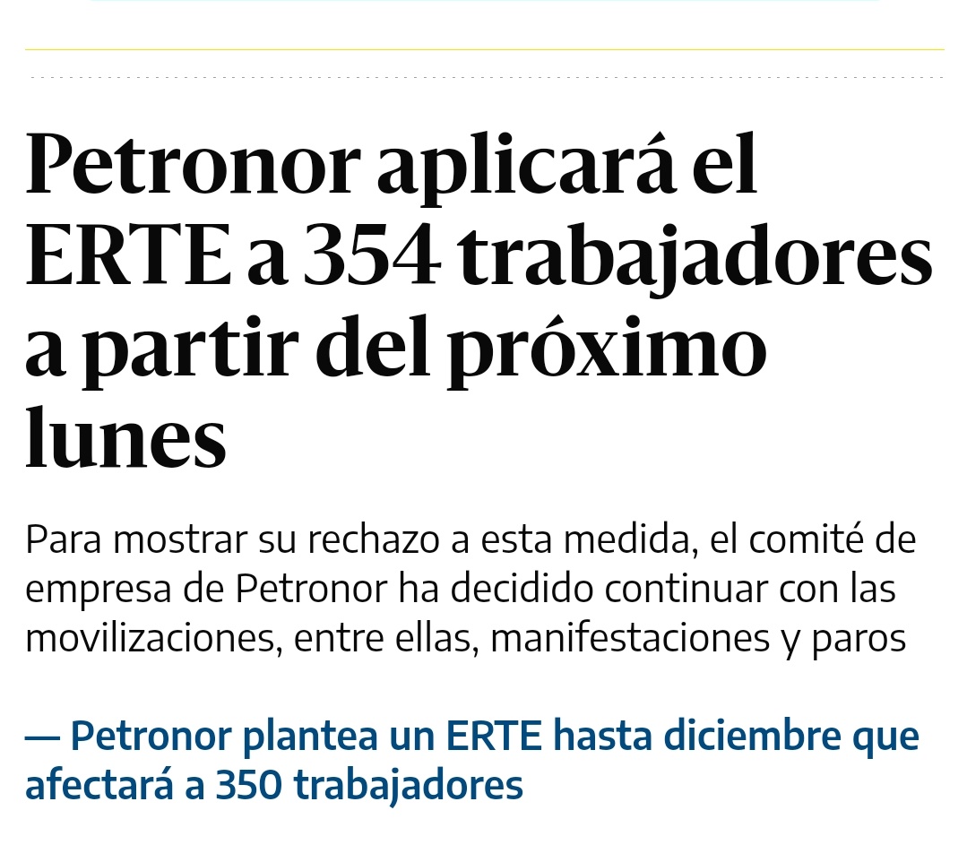 inarobles13's tweet photo. El 25 de febrero, cuando Petronor pedía 1300 millones, iba a necesitar 8.000 trabajadores

Hoy 28 de abril, ahora que ha amarrado la pasta, le sobran 354.

También dicen que van a descarbonizar nosequé, que son superecológicos... ¡Vaya goles que nos meten! https://t.co/Kd3nDOw95W