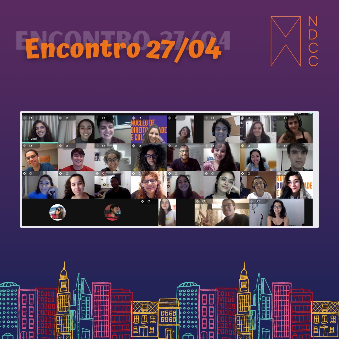 Ontem, 27.04, o NDCCult deu início às atividades do primeiro semestre de 2021, com o ingresso das novas membras ao núcleo.

O semestre terá encontros semanais, sempre com a presença de ilustres convidadas e convidados. 💜

#ndccult #cidade #Cultura