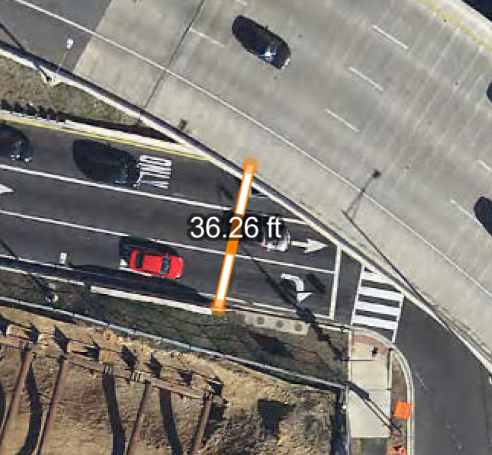 DDOT will also widen the offramp, from 3 lanes/36 feet to 4 lanes/~45 feet. Again, wider and more difficult to cross. All to reduce backups on 695. When the added lane makes the exit more appealing to cars, more cars will use the ramp; backups will persist.