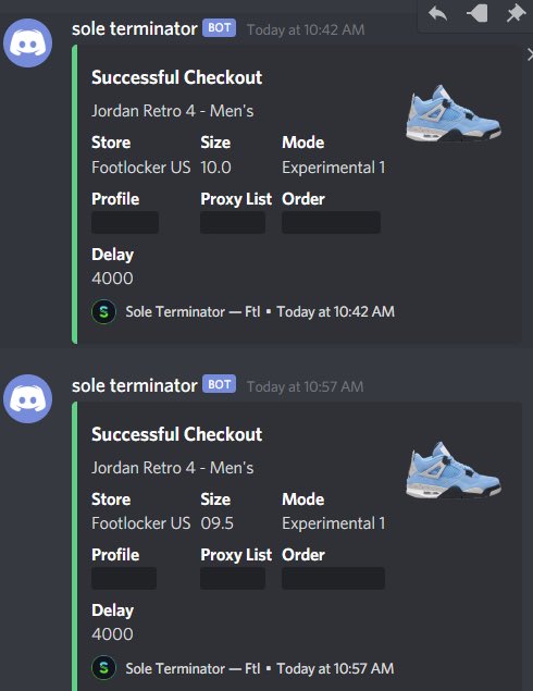 anxdrwl's tweet photo. Thanks to @SoleTerminator and @EasyCopBots for holding it down https://t.co/zwCwGQWPpp