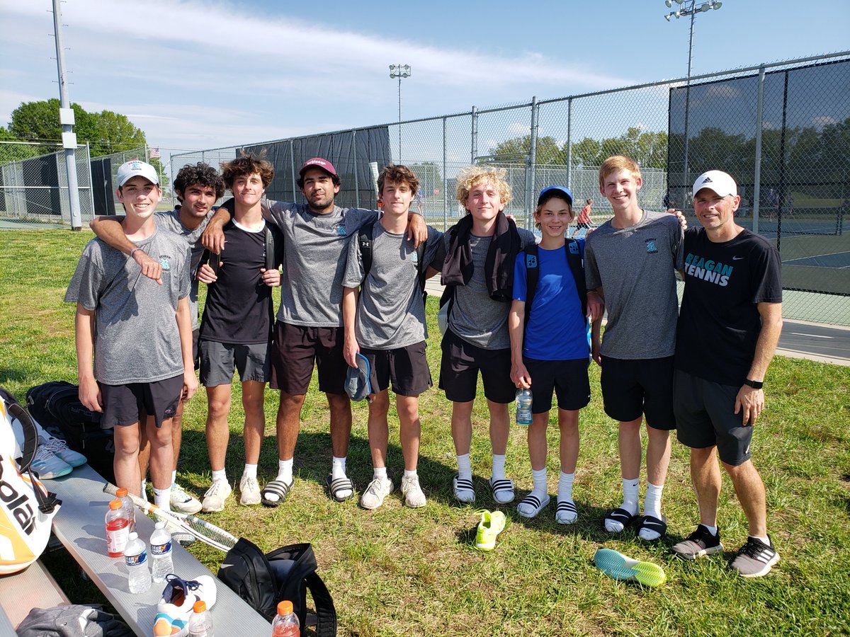 A big group of regional qualifiers and their coach. Nice work today by Coach Larson and and his <a href="/RRHSAthletics/">Reagan Athletics</a> men's tennis team.