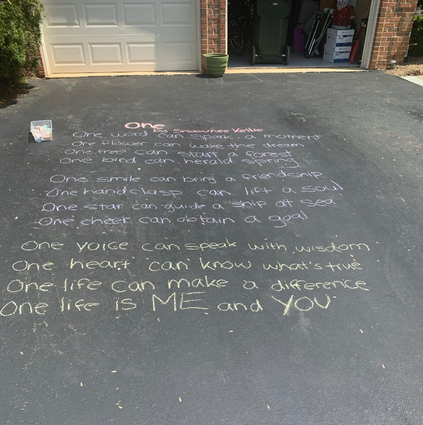 Today in 6th Pd Advanced Comp, we chalked our walks! In-person students added to the front of 
<a href="/HerndonHS/">Herndon High School</a>, and virtual students joined in from their driveways. Happy National Poetry Month! <a href="/HHSLibrary/">Herndon HS Library</a> #chalkyourwalk