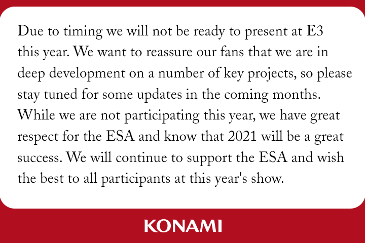 [閒聊] KONAMI：一些重要計劃開發中