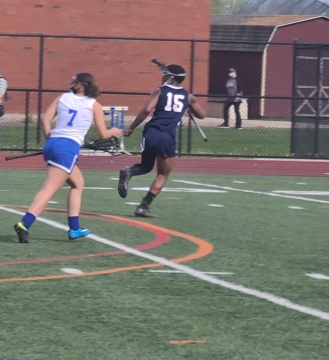 My daughter had a Lacrosse game today, the other team had a male player in a skirt! Dominating these girls! We could not get a straight answer why he was on the girls team! 1st they needed a sub and it was allowed. Then they don't have a boys team... WTF! Look at him!