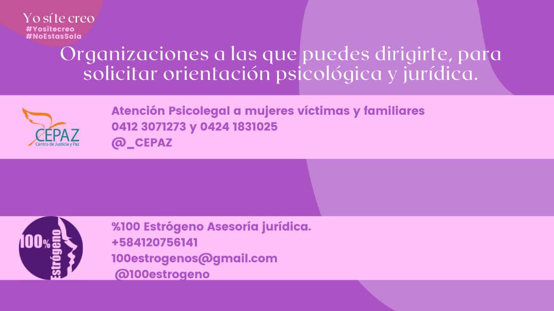 Porque la violencia contra la mujer es sistemática y generalizada y basta ya de normalizar las violencias. #YoSiTeCreo #NoEstasSola nos verán juntas y poderosas