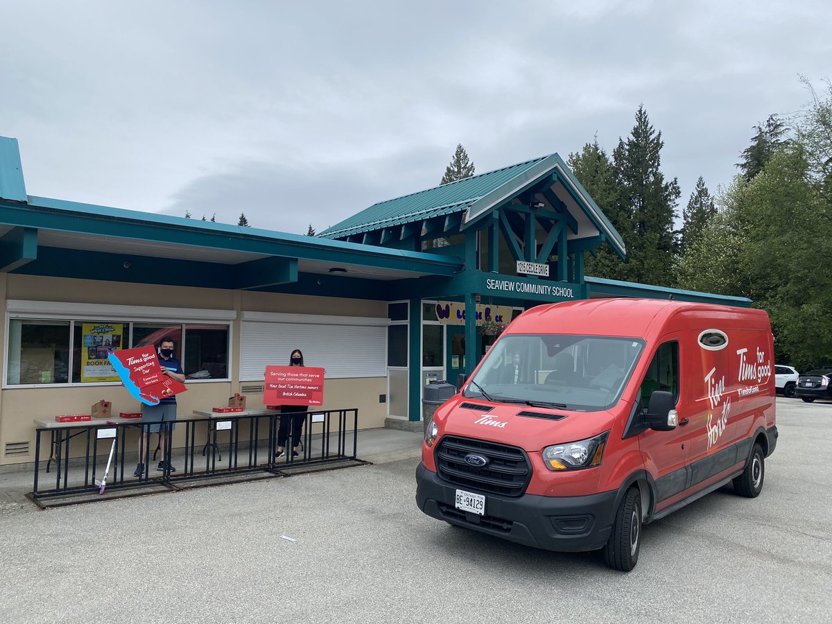Huge shout out to <a href="/TimHortons/">Tim Hortons</a> for supporting the frontline workers at Seaview today! #timsforgood #sd43