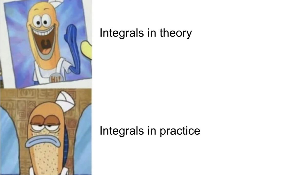 howie_hua's tweet image. Integrals in theory vs integrals in practice