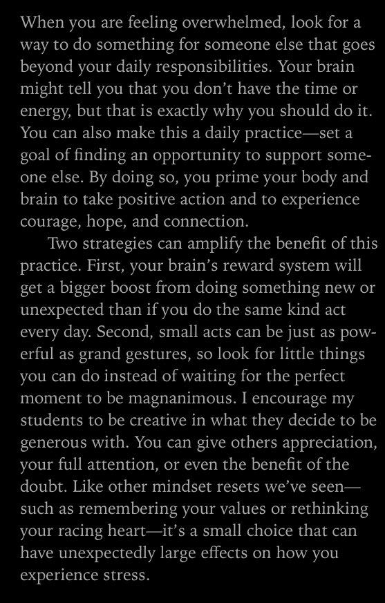 When feeling stressed, choosing to be generous activates the tend and befriend response to stress.