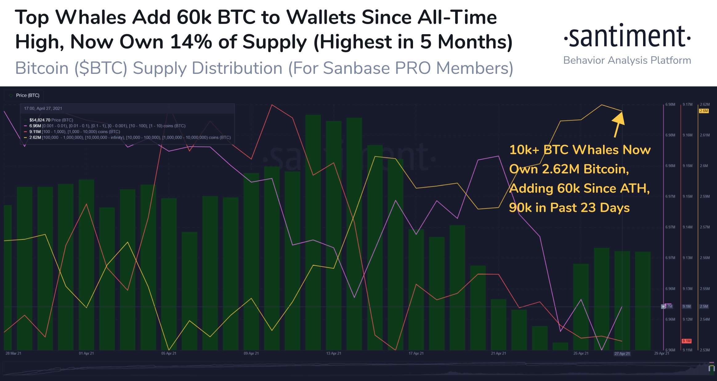 Bitcoin Supply Distribution by Santiment