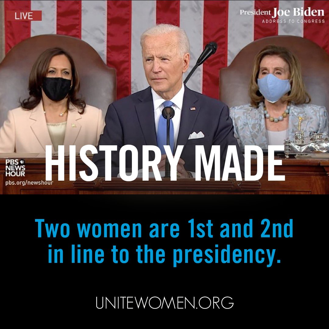 UniteWomenOrg's tweet photo. "Madame Speaker.
Madame Vice President. 
No president has ever said those words from this podium, and it’s about time." - President Joe Biden #SOTU #StateOfTheUnion https://t.co/CukFmJe8N0