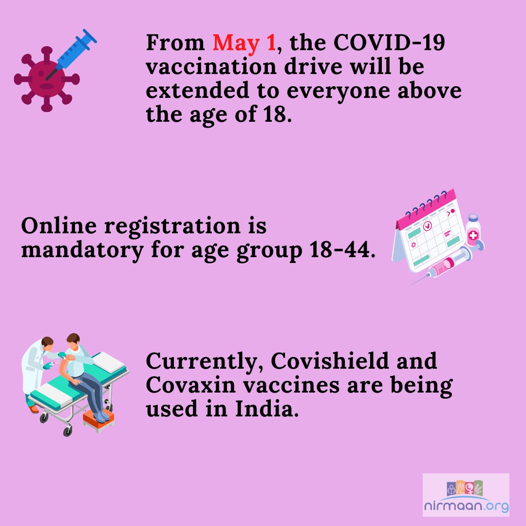 NirmaanGoa's tweet photo. Registration of Vaccination for 18+ has started. Register yourself on the co-win platform and take part in phase 3 of the vaccination drive beginning from May 1, 2021. We have created a quick guide to help you with the registration and the vaccination process. #VaccineFor18Plus https://t.co/Uc9PhbJvh8