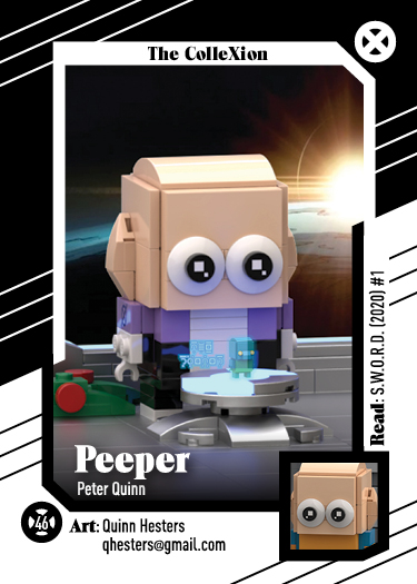 It's always a treat to see  @BrickheadzX, another artist whose totally unique, one-of-a-kind work snaps together with this collaboration like two LEGO bricks. I made a list of light/dark characters. He came up with his own. All winners. I also learned "Peepers" is not the name.
