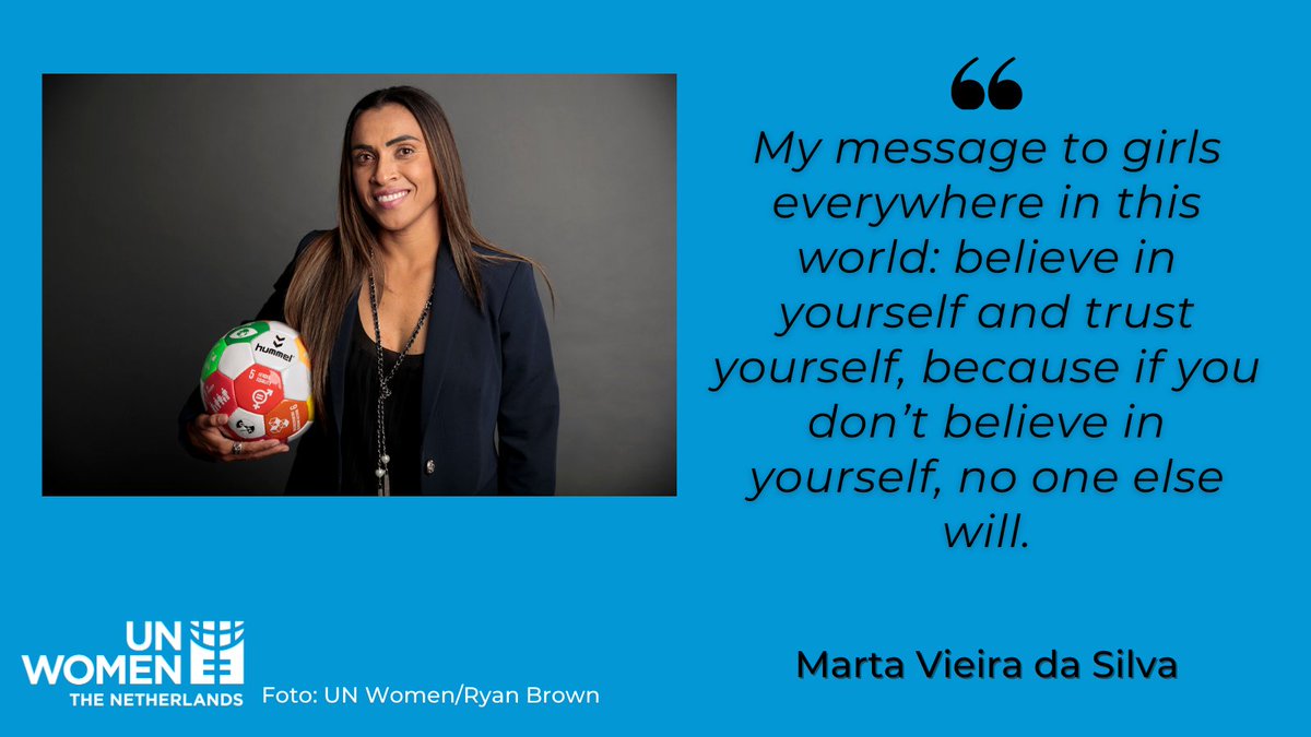 Marta Vieira da Silva is sinds 2018 UN Women Goodwill Ambassadeur voor vrouwen en meisjes in #sport. Via sport kunnen vrouwen en meisjes genderstereotypen doorbreken, leiderschapskwaliteiten ontwikkelen en eigenschap over hun lichaam krijgen.
#UNWomenGoodwillAmbassador