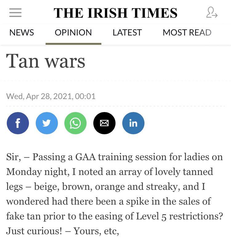 MaiaDunphy's tweet image. This is the letter being talked about which the Irish Times published yesterday. So incredibly misguided. It is SO difficult to keep girls playing sports as they hit their teens, and this kind of sneering comment doesn’t help. 🤬