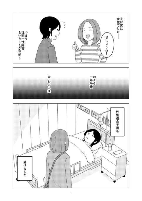 「夫が性別適合手術を受けましたレポ」を描きました(1/7)
#コミックエッセイ
#漫画が読めるハッシュタグ 