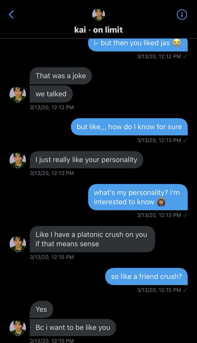 this wasn’t anything new because they had done this to me previously where they would say they liked me and wanted to date me but then they would say it was a joke while simultaneously dming the same thing to my friend (yumarkist)