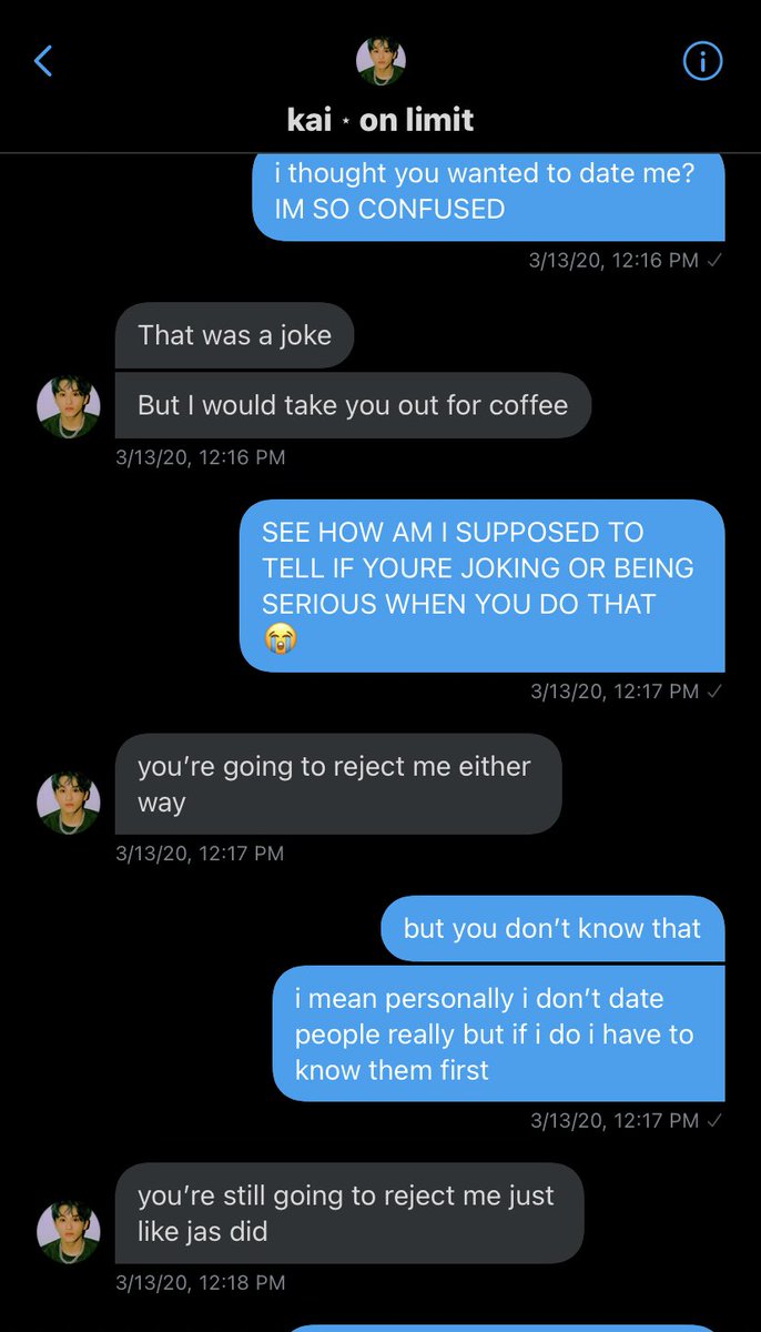 this wasn’t anything new because they had done this to me previously where they would say they liked me and wanted to date me but then they would say it was a joke while simultaneously dming the same thing to my friend (yumarkist)