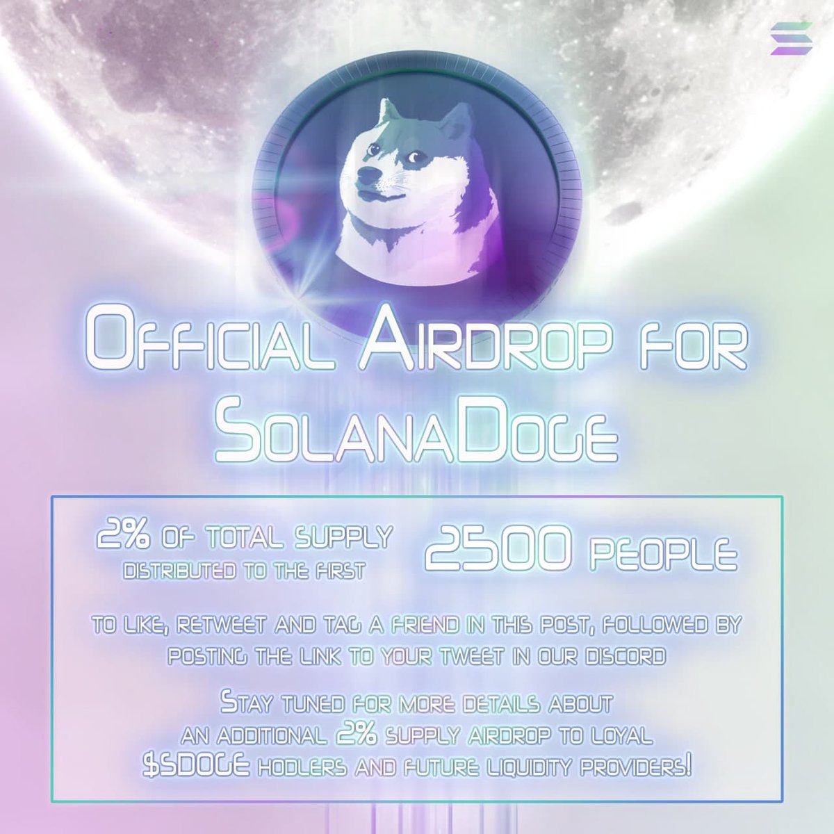 🚀AIRDROP ANNOUNCEMENT🚀

$SDOGE is excited to announce a 100% community funded airdrop! Follow the instructions in the attached flyer to have a chance to take part! 

discord.gg/bPDGerkh6K