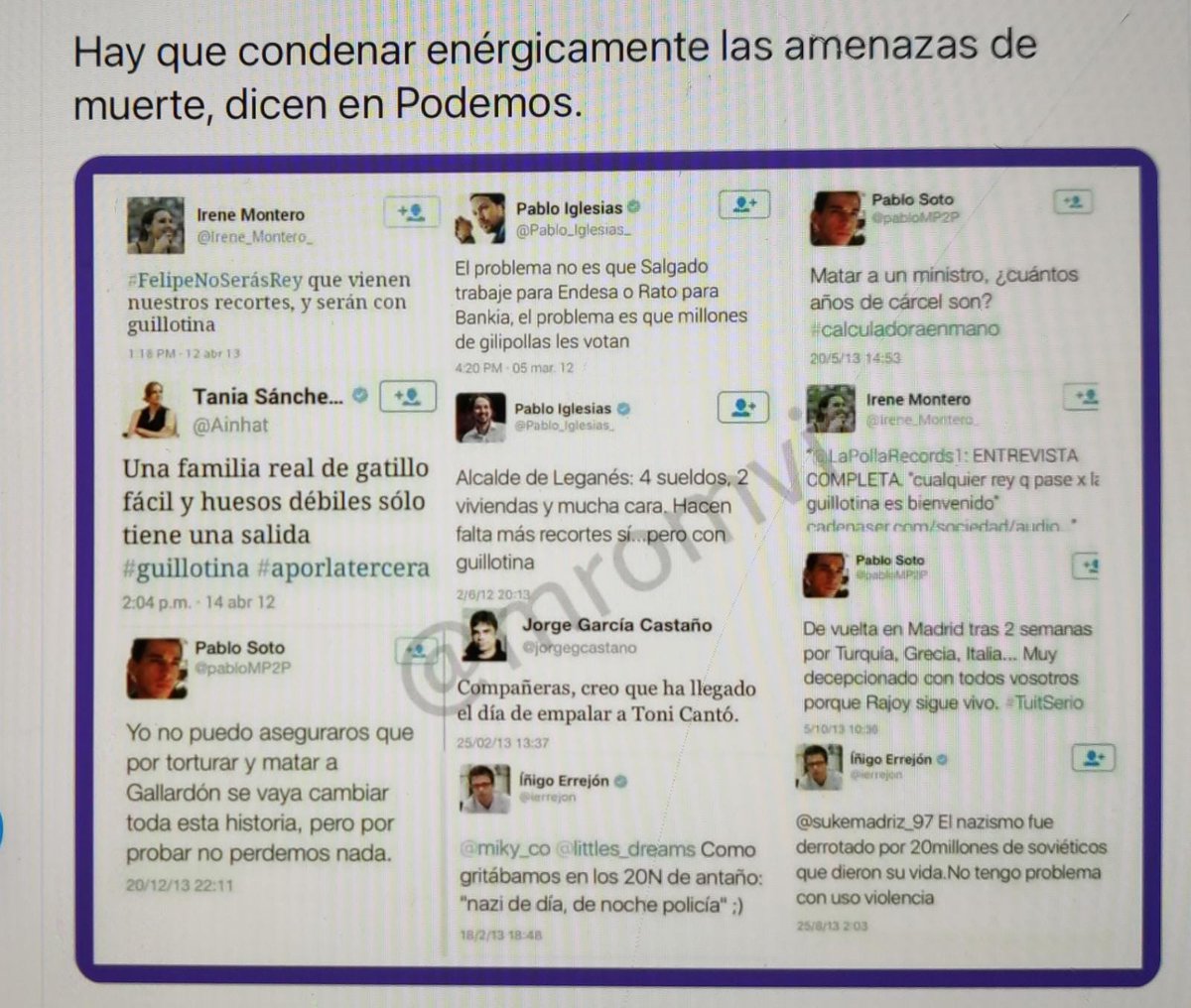 #Podemos dice que hay que condenar enérgicamente #AmenazasDeMuerte....