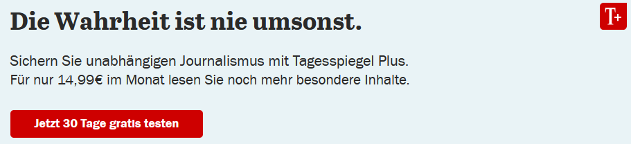 B_4Work's tweet photo. Ich weiß gar nicht was ich sagen will, muss es aber Teilen. Klar haha "umsonst, nicht kostenlos". Ich finde es dennoch schwach Wahrheit einzupreisen. Und warum ist das teurer als ein Netflix mega Premium Paket?! Mit solchen Bezahlmodellen wird das nix. #Tagesspiegel #Journalismus https://t.co/0rUbFsZTN5