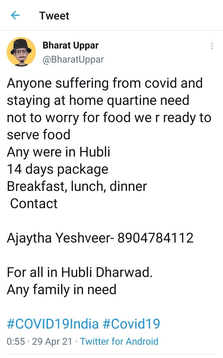 From  @BharatUppar #Food  #CovidSahaaya  #NammaMandi  https://twitter.com/BharatUppar/status/1387488057830481924?s=19