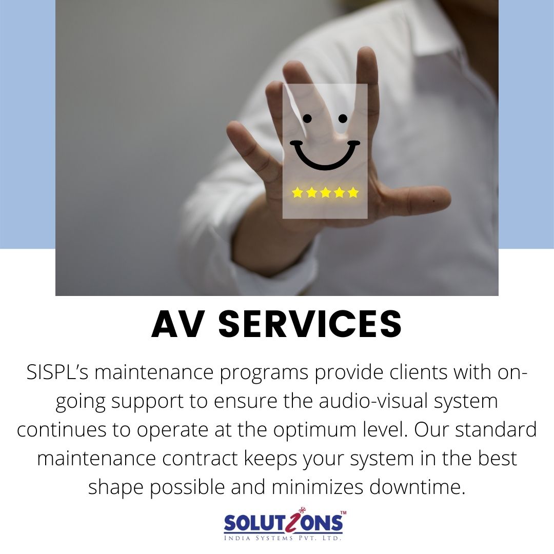 SISPL’s maintenance programs provide clients with on-going support to ensure the audio-visual system continues to operate at the optimum level. 
.
.
Visit : https://t.co/CtSwE4Rm0P
.
.
Call us at +91 9930068300 for more details
.
.
#sispl #ledvideowall #videoconferencing https://t.co/ev6cXhJk4y