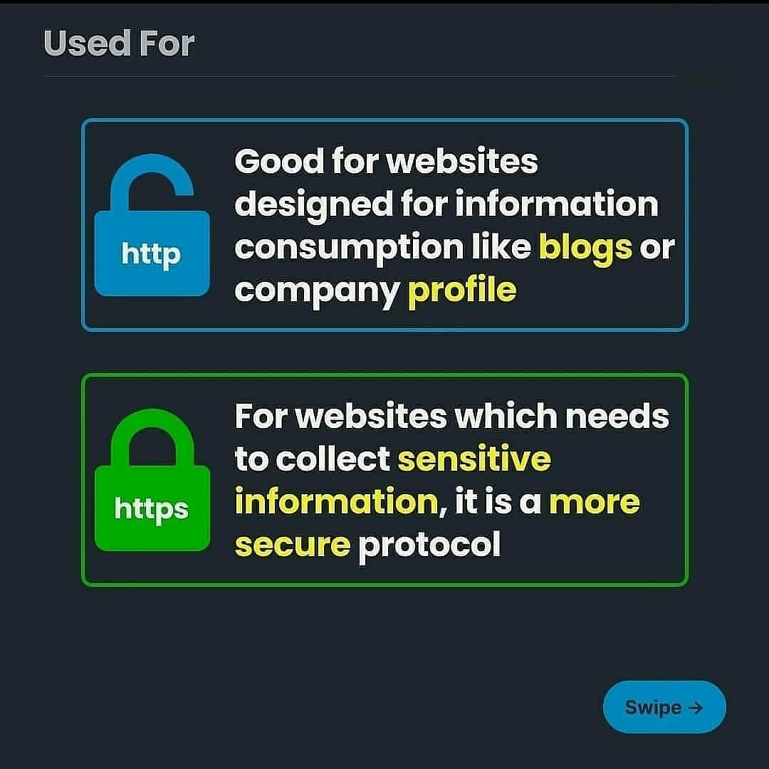 DGrammers's tweet photo. Differences between HTTP & HTTPS...
#cybernews #linux #hack #safety #terminal #hackermemes #cybersecurity #cybercrime #networking #connection #ilovelinux https://t.co/4MOGrgTdxa